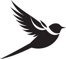 Whimsical Wingspan Cute Flying Bird Aerial Charm Black Logo Bird Icon