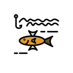 Fish Fishing Hook Filled Outline Icon