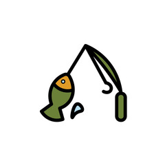 Fish Fishing Hook Filled Outline Icon