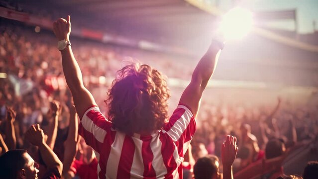 a group of supporter chant in stadium