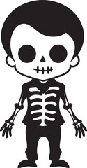 Whimsical Bone Structure Cute Logo Friendly Skeletal Companion Full Body
