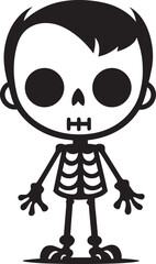 Friendly Skeletal Companion Full Body Chirpy Skeleton Pose Black Vector