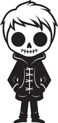 Lovable Skeletal Figure Full Body Design Adorable Bony Pal Cute Vector Skeleton