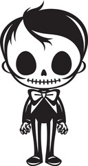 Dynamic Bone Mascot Full Body Icon Charming Skeletal Pose Black Vector