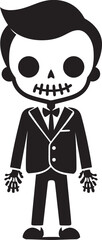 Adorable Bony Pal Cute Vector Skeleton Cheery Skeleton Character Black Logo Icon