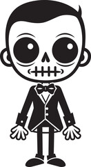Energetic Skeleton Friend Cute Vector Friendly Skeletal Embrace Black Logo