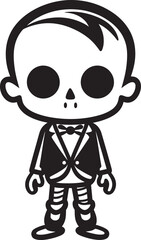 Silly Bone Buddy Cute Vector Skeleton Adorable Skeleton Stance Black Logo Icon