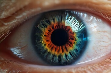Macro view of human eye. Close-up of student. Generative AI