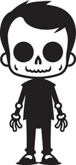 Energetic Skeleton Friend Black Logo Playful Bone Pose Full Body Vector