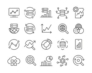 Data Analysis Icons - Vector Line. Editable Stroke.