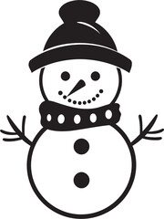 Adorable Snow Pal Cute Logo Icon Cheery Snow Sculpture Black Vector