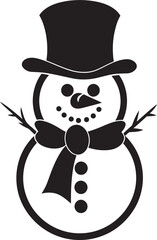 Adorable Snowy Character Black Icon Cheerful Snow Buddy Cute Vector Icon