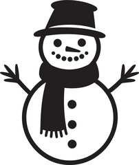 Charming Snowy Companion Black Design Whimsical Snowman Joy Cute Logo