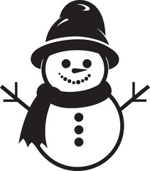 Whimsical Winter Charm Cute Logo Icon Frosty Flurry Fun Black Snowman