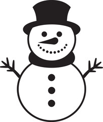 Frosty Flurry Fun Black Snowman Snowflake Serenity Cute Vector Icon