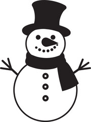 Chirpy Snow Sculpture Cute Icon Design Fluffy Snowman Friend Black Vector