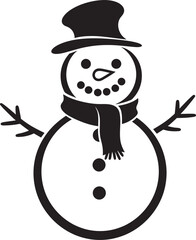 Icy Delight Cute Snowman Logo Smiling Snow Sculpture Black Icon