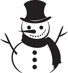 Adorable Snowflake Pal Black Vector Cheery Snowman Delight Cute Design