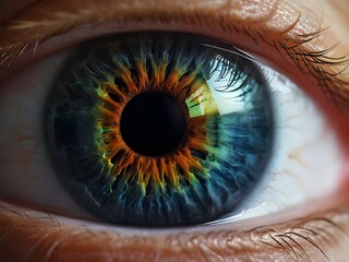 Macro view of human eye. Close-up of student. Generative AI