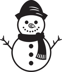 Adorable Snowy Whimsy Black Vector Cheerful Frosty Wonder Cute Icon
