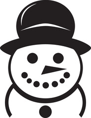 Adorable Snowy Delight Cute Logo Icon Cheerful Frosty Charm Black Snowman