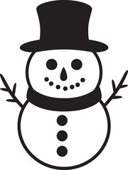 Snowy Whimsy Cute Snowman Design Frosty Flakes of Fun Black Vector