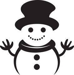 Adorable Snowy Character Black Icon Cheerful Snow Buddy Cute Logo