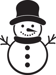 Playful Snowy Wonder Black Icon Charming Snowman Delight Cute Vector