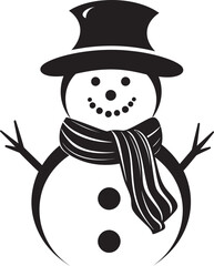 Cheerful Frosty Fun Cute Snowman Snowy Whimsical Charm Black Vector