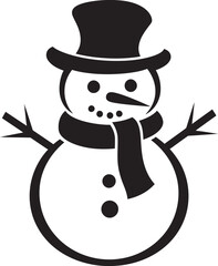 Playful Snowy Serenity Cute Vector Charming Snowman Wonder Black Logo