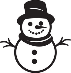 Adorable Snowy Whimsy Cute Icon Design Cheerful Frosty Charm Black Vector