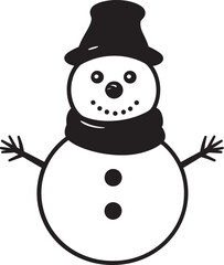Snowy Whimsical Fun Cute Logo Icon Frosty Flakes of Wonder Black Snowman
