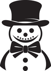 Charming Snowman Delight Cute Icon Adorable Snowy Serenade Black Vector
