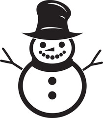 Frosty Snowman Glee Cute Vector Icon Snowflake Smiles Black Logo Design