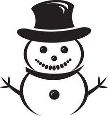 Playful Snowy Wonder Cute Snowman Charming Snowman Embrace Black Icon