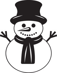 Cheerful Frosty Fun Cute Snowman Snowy Whimsical Charm Black Vector