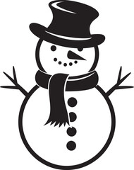 Adorable Snowy Embrace Cute Icon Design Cheerful Frosty Charm Black Vector