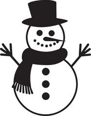 Playful Snowy Wonder Cute Vector Icon Charming Snowman Joy Black Snowman