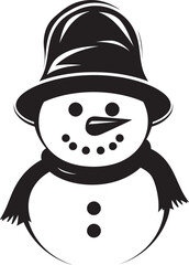 Charming Snowman Wonder Cute Logo Icon Adorable Snowy Whimsy Black Vector