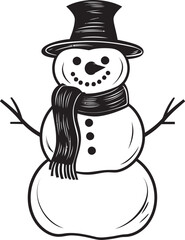 Cheerful Frosty Charm Cute Snowman Snowy Whimsical Fun Black Logo Icon