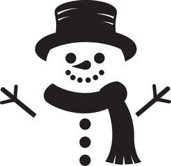 Snowflake Serenade Black Snowman Design Playful Snowy Wonder Cute Icon Design