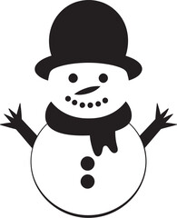 Playful Snowy Wonder Cute Icon Design Charming Snowman Delight Black Vector