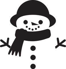 Winter Whimsy Cute Snowman Design Adorable Snow Sculpture Black Logo