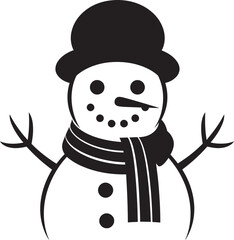 Cheery Snow Sculpture Cute Icon Winter Whimsy Black Vector