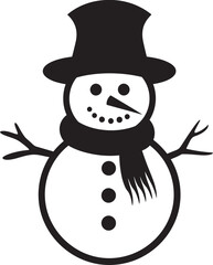 Fluffy Snowman Friend Cute Vector Whimsical Winter Charm Black Logo