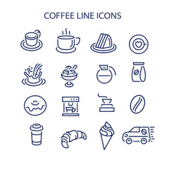 set of Coffee Related Vector Line Icons vector , coffee line icons vector design