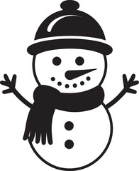 Fluffy Frosty Friend Black Logo Whimsical Snowman Delight Cute Icon