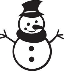 Adorable Frosty Flurry Black Icon Cheerful Snowman Charm Cute Logo