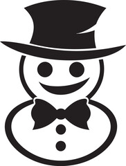 Frosty Snowman Fun Black Logo Icon Snowy Delight Cute Vector Icon