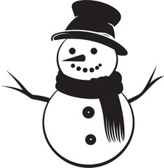 Playful Snowman Friend Black Icon Fluffy Frosty Joy Cute Black Logo